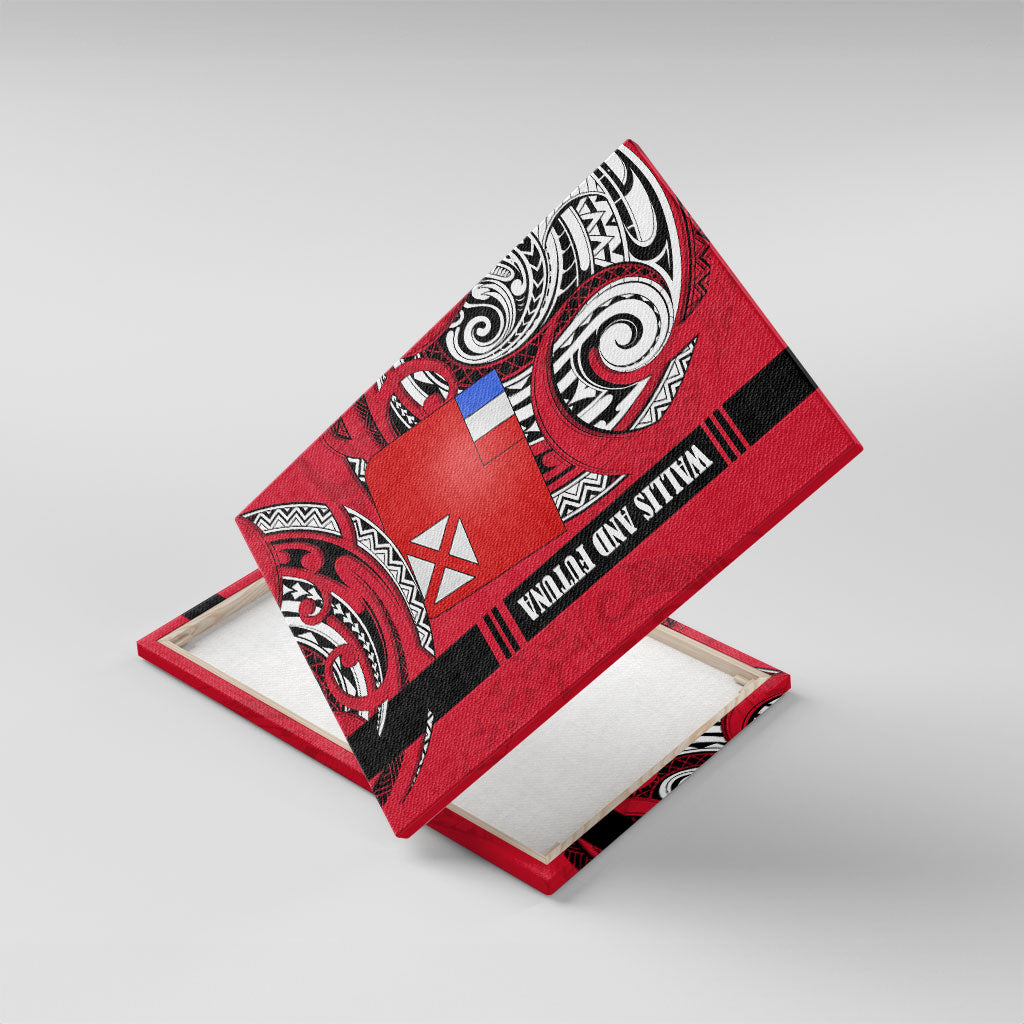 Wallis And Futuna Canvas Wall Art Tribal Polynesian Tattoo Flag Motif