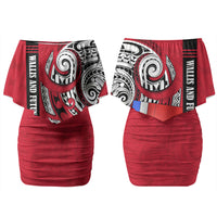 Wallis And Futuna Couples Matching Off Shoulder Short Dress and Hawaiian Shirt Tribal Polynesian Tattoo Flag Motif TS04 - Polynesian Pride