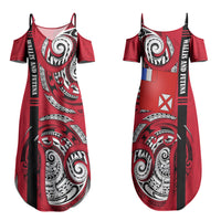 Wallis And Futuna Couples Matching Summer Maxi Dress and Hawaiian Shirt Tribal Polynesian Tattoo Flag Motif TS04 - Polynesian Pride
