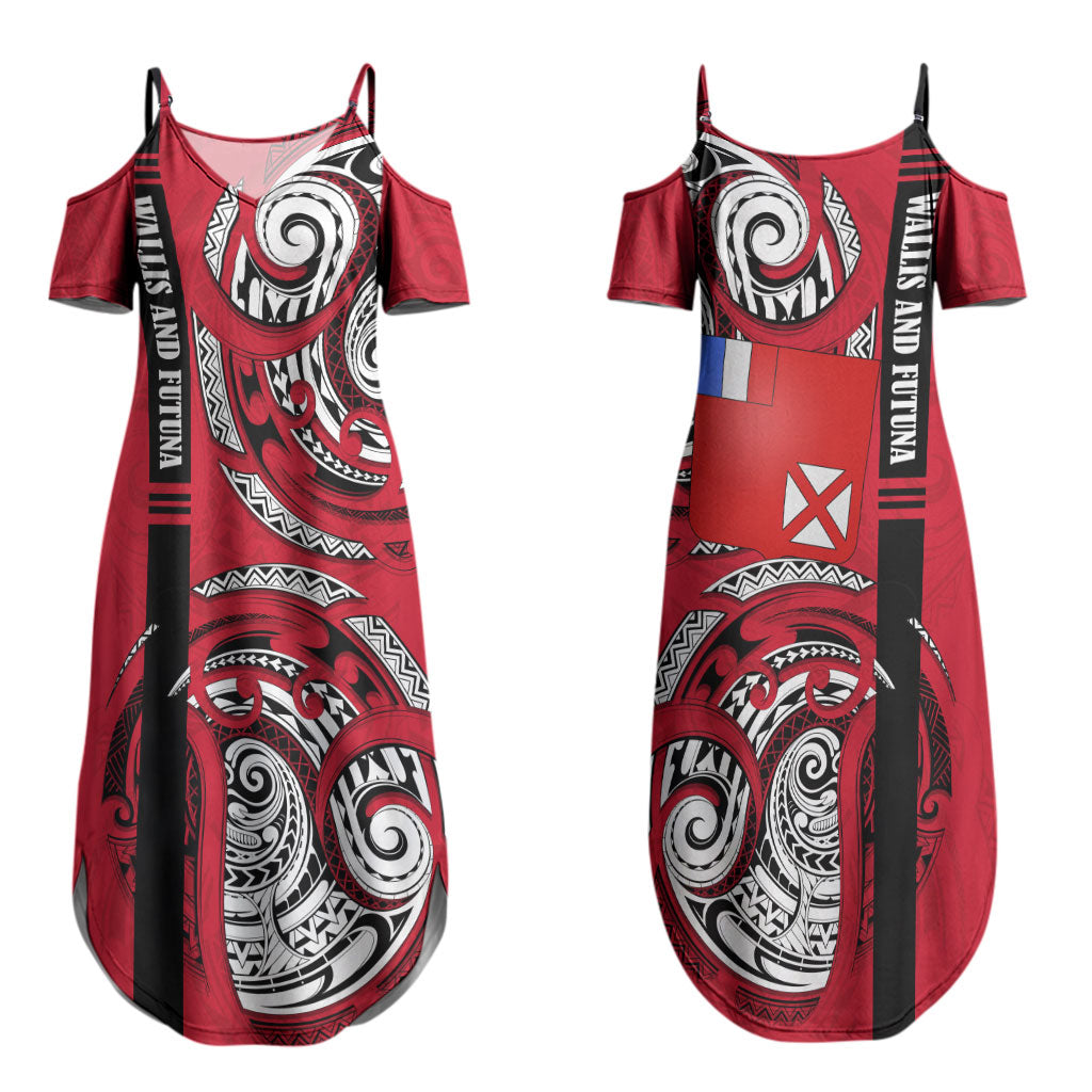 Wallis And Futuna Couples Matching Summer Maxi Dress and Long Sleeve Button Shirt Tribal Polynesian Tattoo Flag Motif TS04 - Polynesian Pride