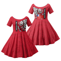 Wallis And Futuna Family Matching Summer Maxi Dress and Hawaiian Shirt Tribal Polynesian Tattoo Flag Motif TS04 Daughter's Dress Red Black - Polynesian Pride