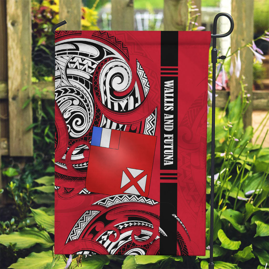 Wallis And Futuna Garden Flag Tribal Polynesian Tattoo Flag Motif TS04 Garden Flag Red Black - Polynesian Pride