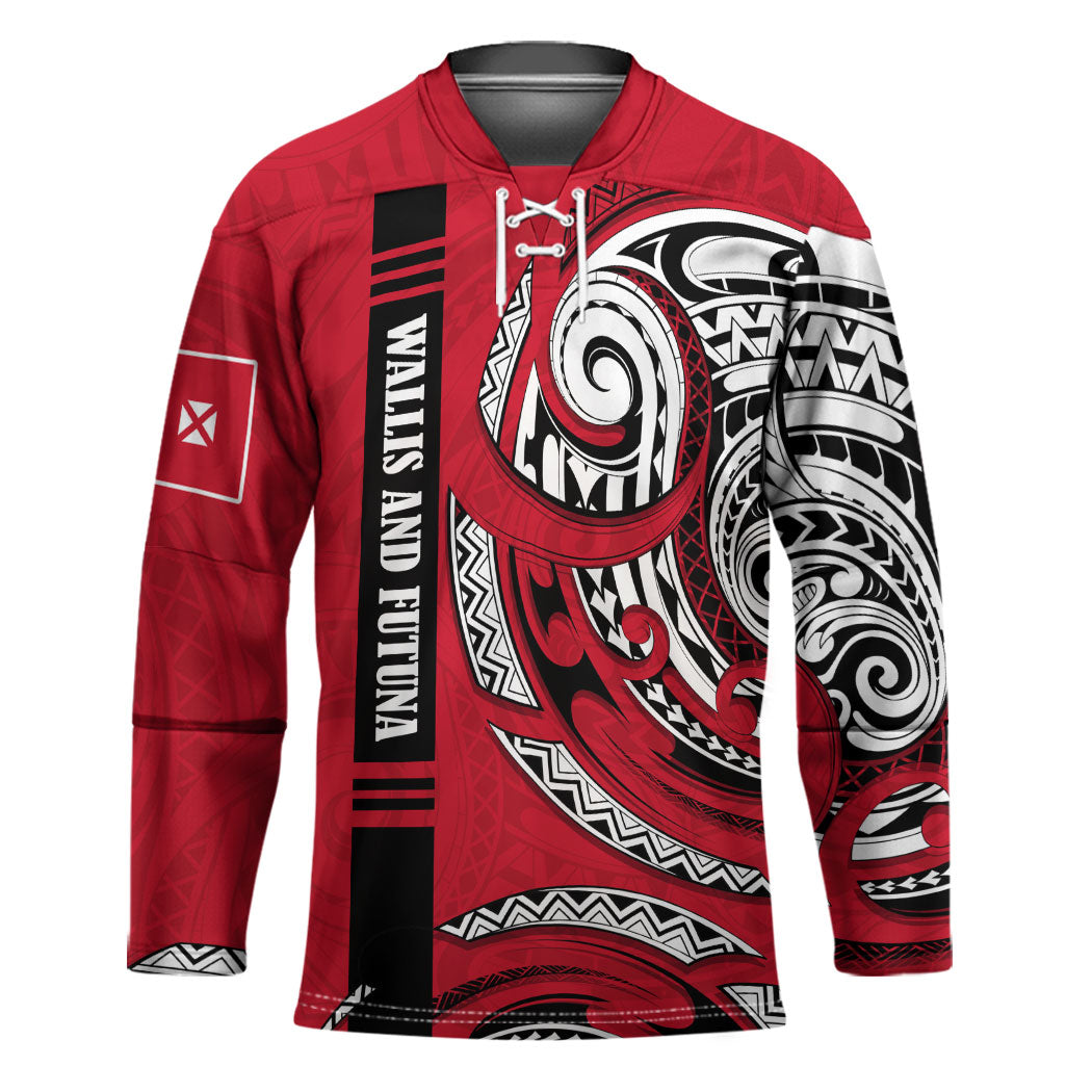 Wallis And Futuna Hockey Jersey Tribal Polynesian Tattoo Flag Motif