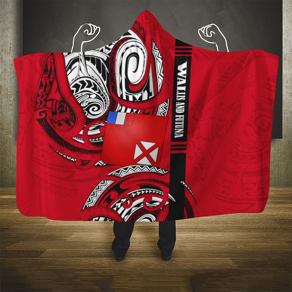 Wallis And Futuna Hooded Blanket Tribal Polynesian Tattoo Flag Motif TS04 - Polynesian Pride