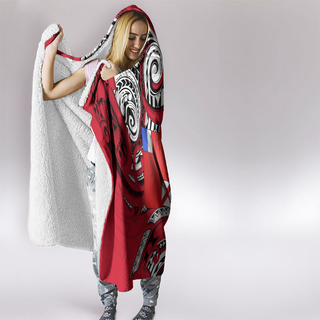 Wallis And Futuna Hooded Blanket Tribal Polynesian Tattoo Flag Motif TS04 - Polynesian Pride