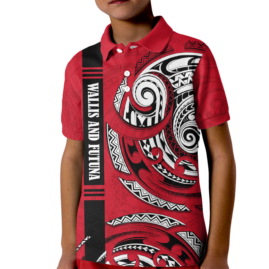 Wallis And Futuna Kid Polo Shirt Tribal Polynesian Tattoo Flag Motif