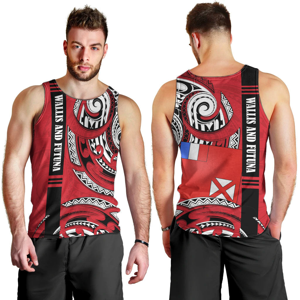 Wallis And Futuna Men Tank Top Tribal Polynesian Tattoo Flag Motif