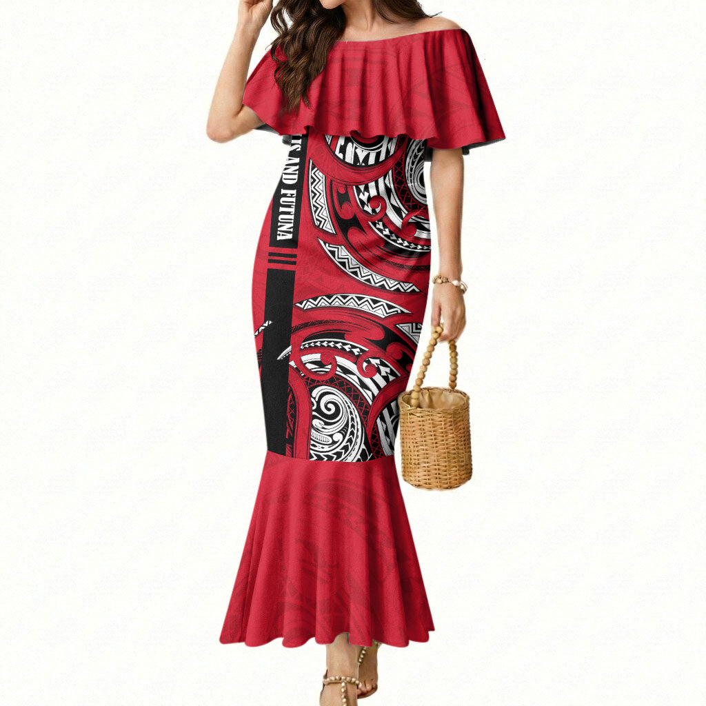 Wallis And Futuna Mermaid Dress Tribal Polynesian Tattoo Flag Motif