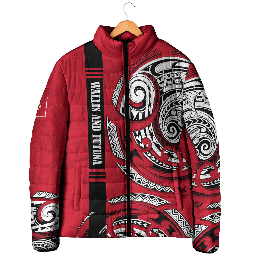 Wallis And Futuna Padded Jacket Tribal Polynesian Tattoo Flag Motif
