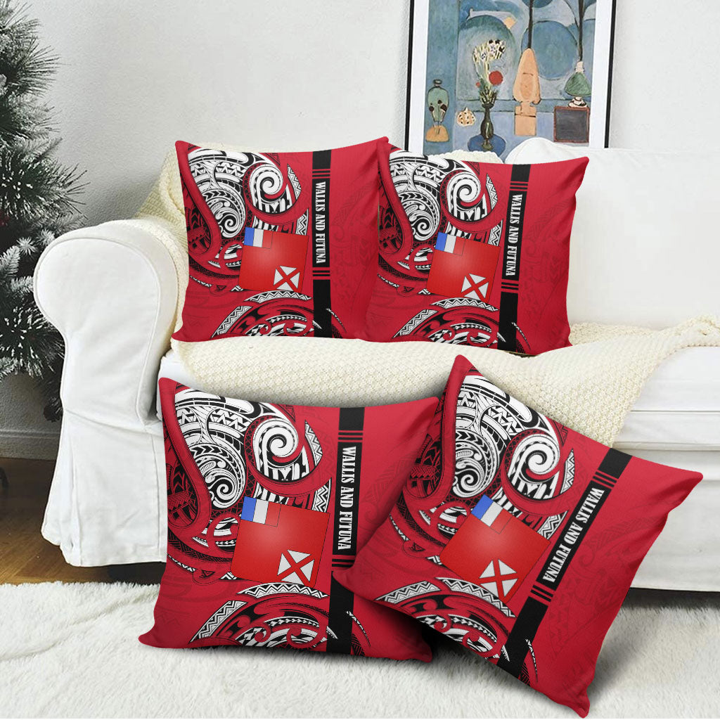Wallis And Futuna Pillow Cover Tribal Polynesian Tattoo Flag Motif TS04 - Polynesian Pride