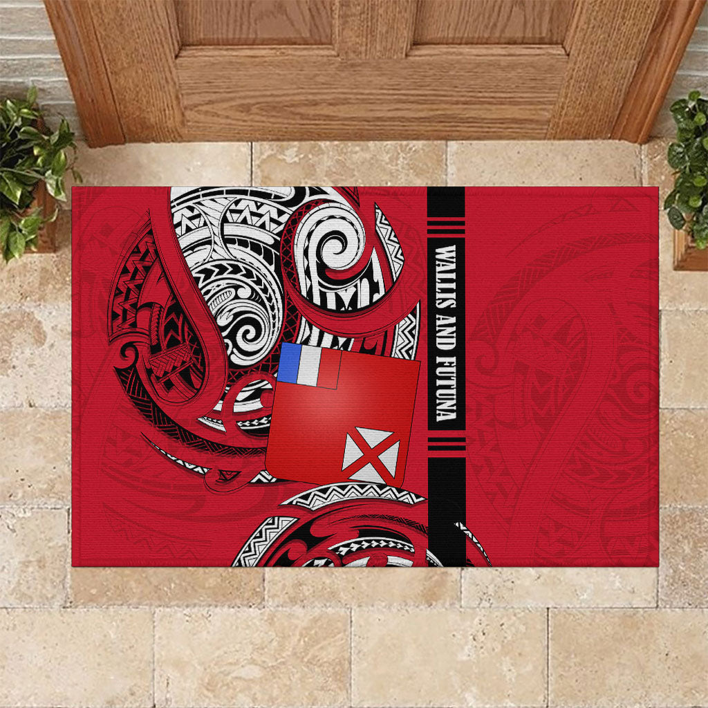 Wallis And Futuna Rubber Doormat Tribal Polynesian Tattoo Flag Motif