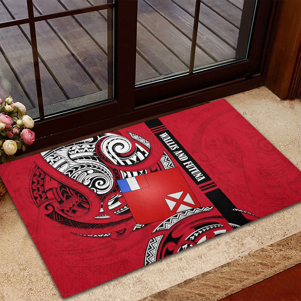 Wallis And Futuna Rubber Doormat Tribal Polynesian Tattoo Flag Motif