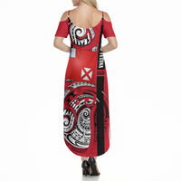 Wallis And Futuna Summer Maxi Dress Tribal Polynesian Tattoo Flag Motif TS04 - Polynesian Pride