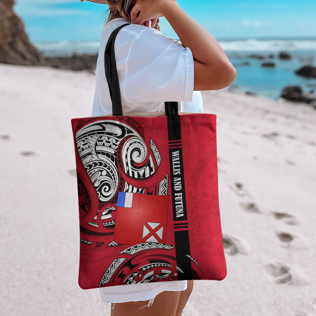 Wallis And Futuna Tote Bag Tribal Polynesian Tattoo Flag Motif