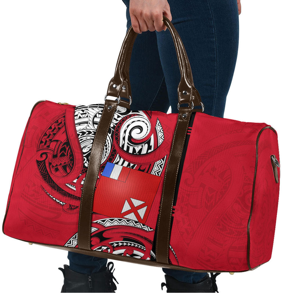 Wallis And Futuna Travel Bag Tribal Polynesian Tattoo Flag Motif TS04 - Polynesian Pride