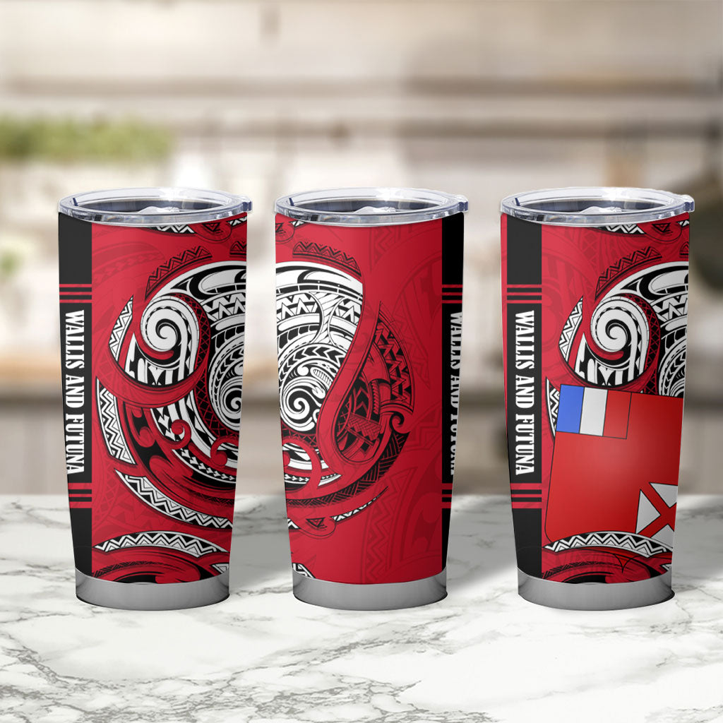 Wallis And Futuna Tumbler Cup Tribal Polynesian Tattoo Flag Motif TS04 - Polynesian Pride