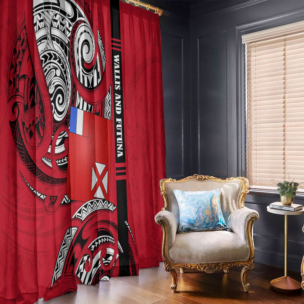 Wallis And Futuna Window Curtain Tribal Polynesian Tattoo Flag Motif