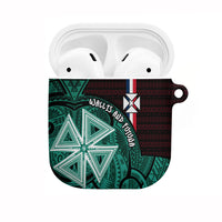 Wallis And Futuna AirPods Case Tribal Polynesian Tattoo Heritage Cross Flag TS04 Green Black - Polynesian Pride