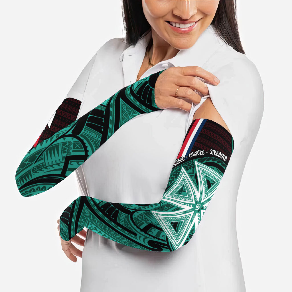 Wallis And Futuna Arm Sleeves Tribal Polynesian Tattoo Heritage Cross Flag TS04 - Polynesian Pride