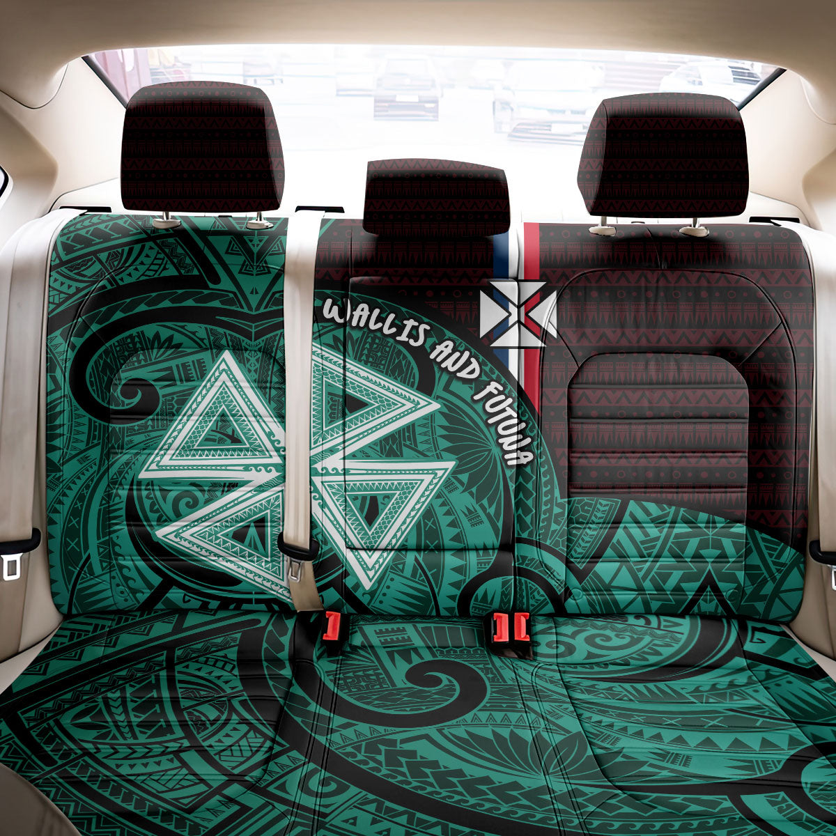 Wallis And Futuna Back Car Seat Cover Tribal Polynesian Tattoo Heritage Cross Flag TS04 - Polynesian Pride