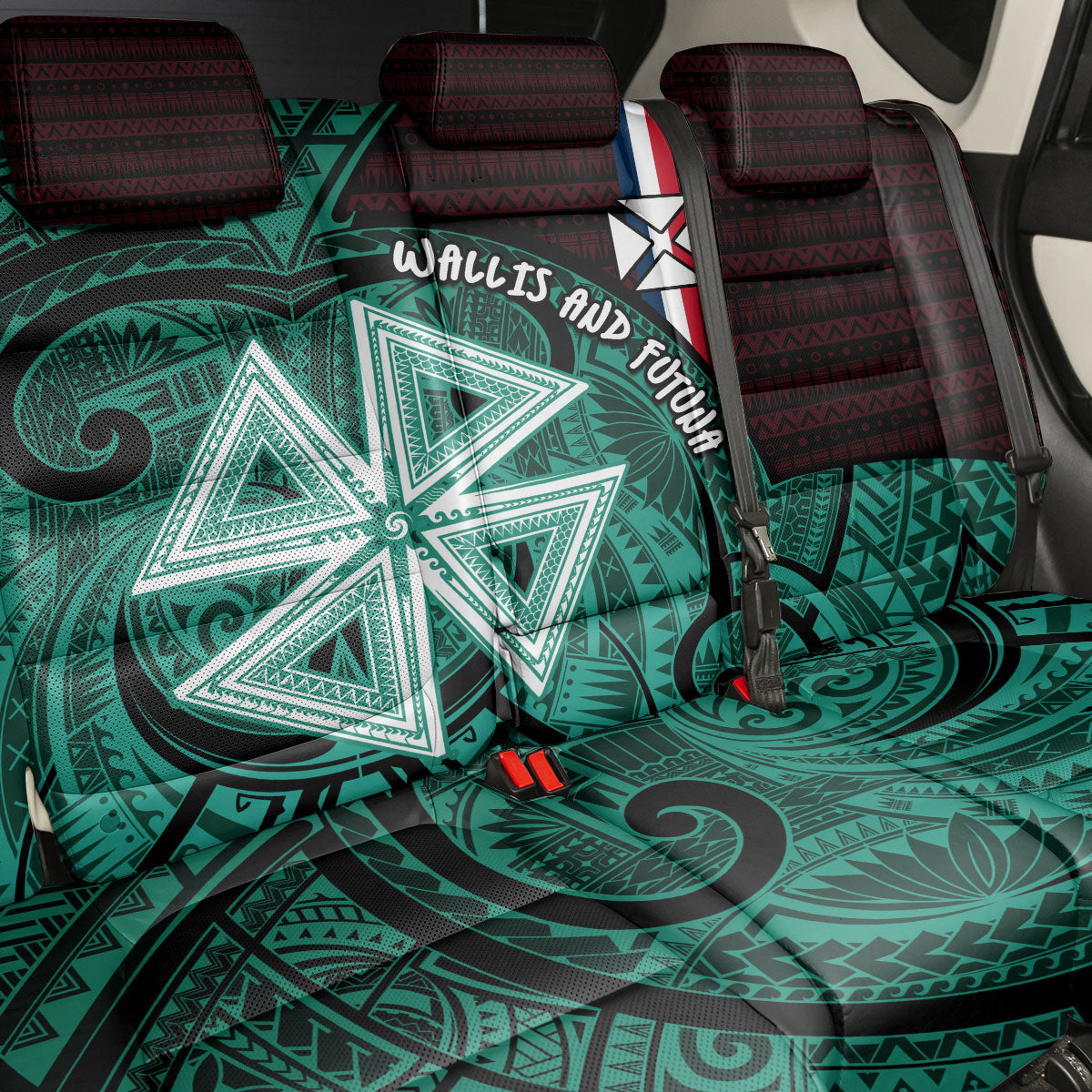 Wallis And Futuna Back Car Seat Cover Tribal Polynesian Tattoo Heritage Cross Flag TS04 - Polynesian Pride