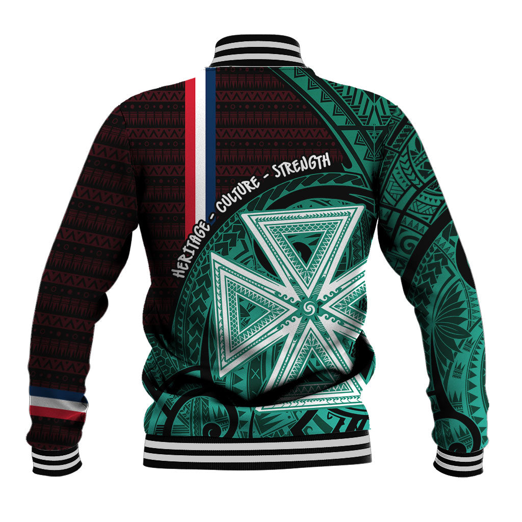 Wallis And Futuna Baseball Jacket Tribal Polynesian Tattoo Heritage Cross Flag TS04 - Polynesian Pride