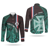 Wallis And Futuna Couples Matching Summer Maxi Dress and Long Sleeve Button Shirt Tribal Polynesian Tattoo Heritage Cross Flag TS04 - Polynesian Pride