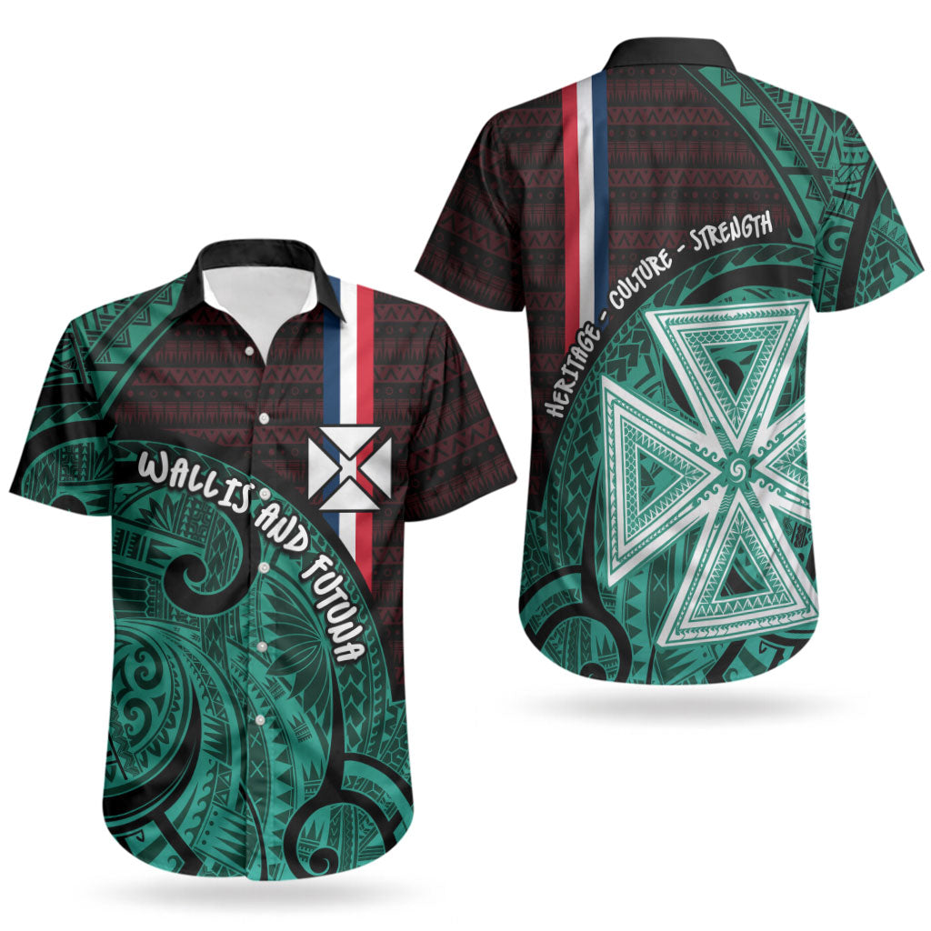 Wallis And Futuna Couples Matching Tank Maxi Dress and Hawaiian Shirt Tribal Polynesian Tattoo Heritage Cross Flag TS04 - Polynesian Pride