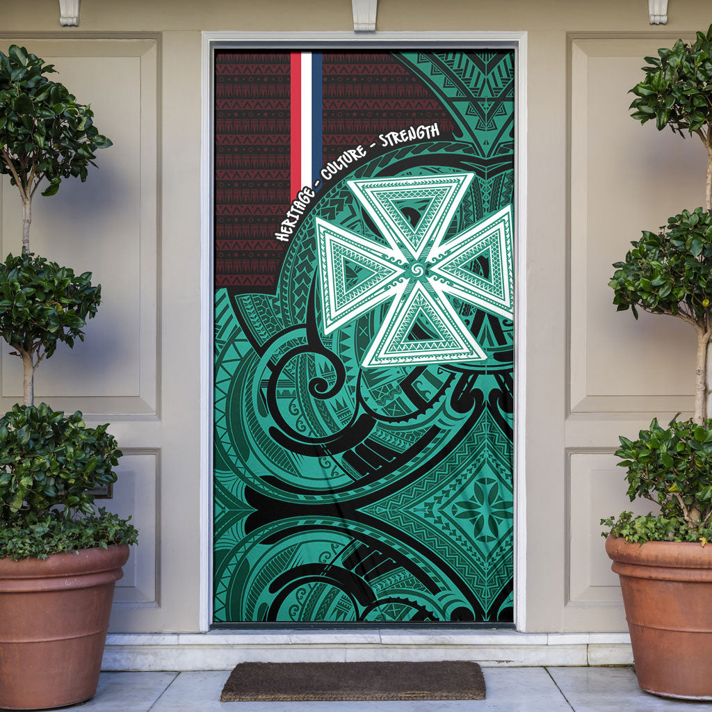 Wallis And Futuna Door Cover Tribal Polynesian Tattoo Heritage Cross Flag