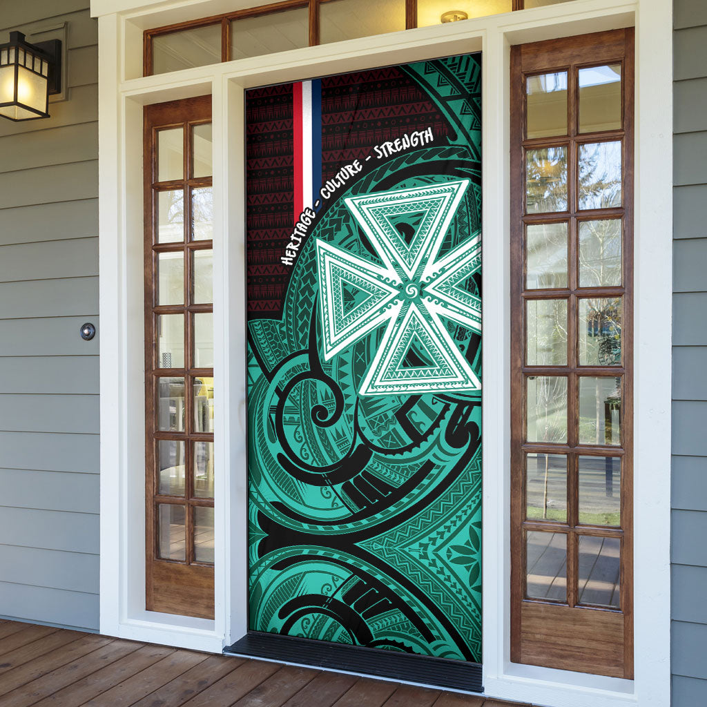 Wallis And Futuna Door Cover Tribal Polynesian Tattoo Heritage Cross Flag TS04 - Polynesian Pride