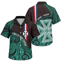 Wallis And Futuna Family Matching Long Sleeve Bodycon Dress and Hawaiian Shirt Tribal Polynesian Tattoo Heritage Cross Flag TS04 Son's Shirt Green Black - Polynesian Pride