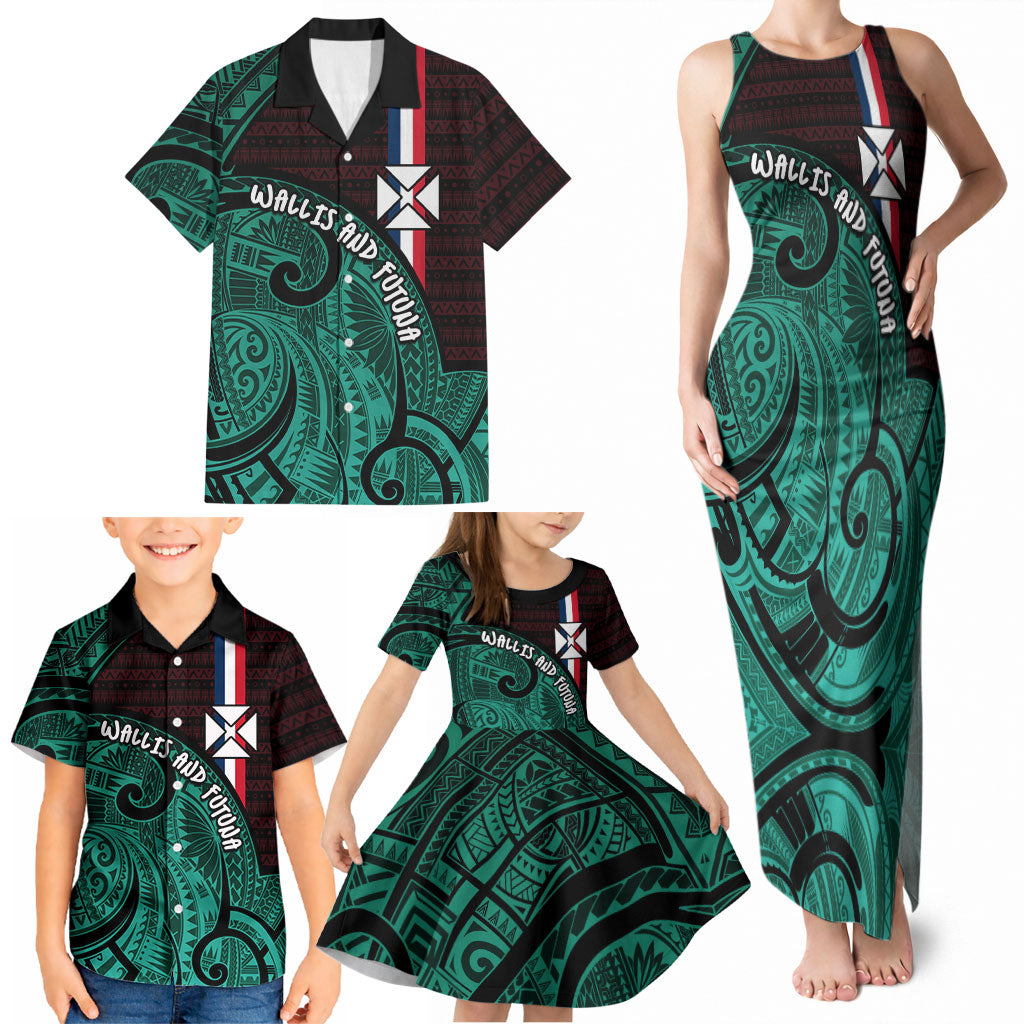 Wallis And Futuna Family Matching Tank Maxi Dress and Hawaiian Shirt Tribal Polynesian Tattoo Heritage Cross Flag TS04 - Polynesian Pride