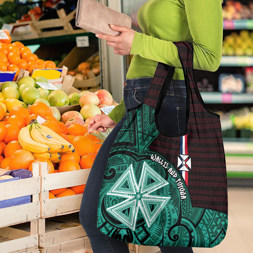 Wallis And Futuna Grocery Bag Tribal Polynesian Tattoo Heritage Cross Flag TS04 - Polynesian Pride