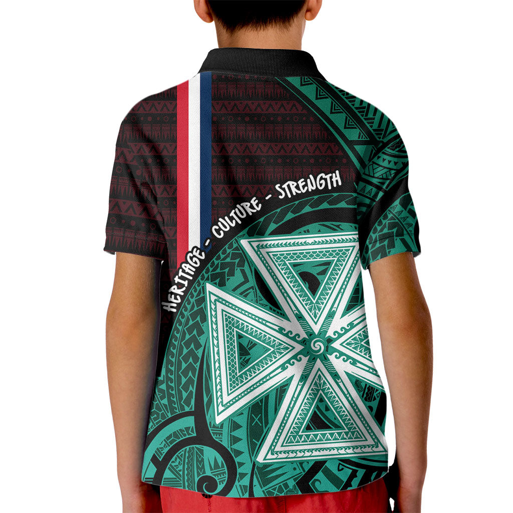 Wallis And Futuna Kid Polo Shirt Tribal Polynesian Tattoo Heritage Cross Flag TS04 - Polynesian Pride