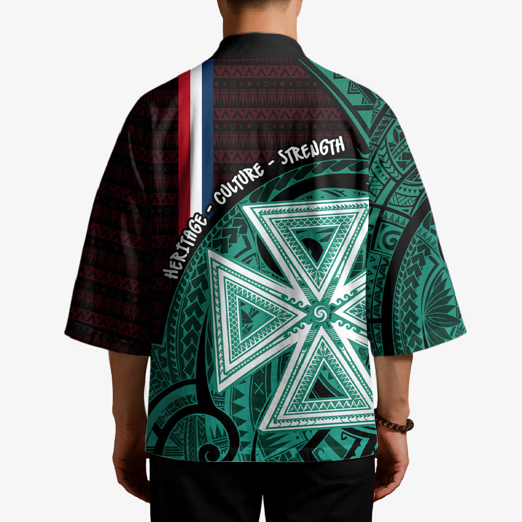 Wallis And Futuna Kimono Tribal Polynesian Tattoo Heritage Cross Flag