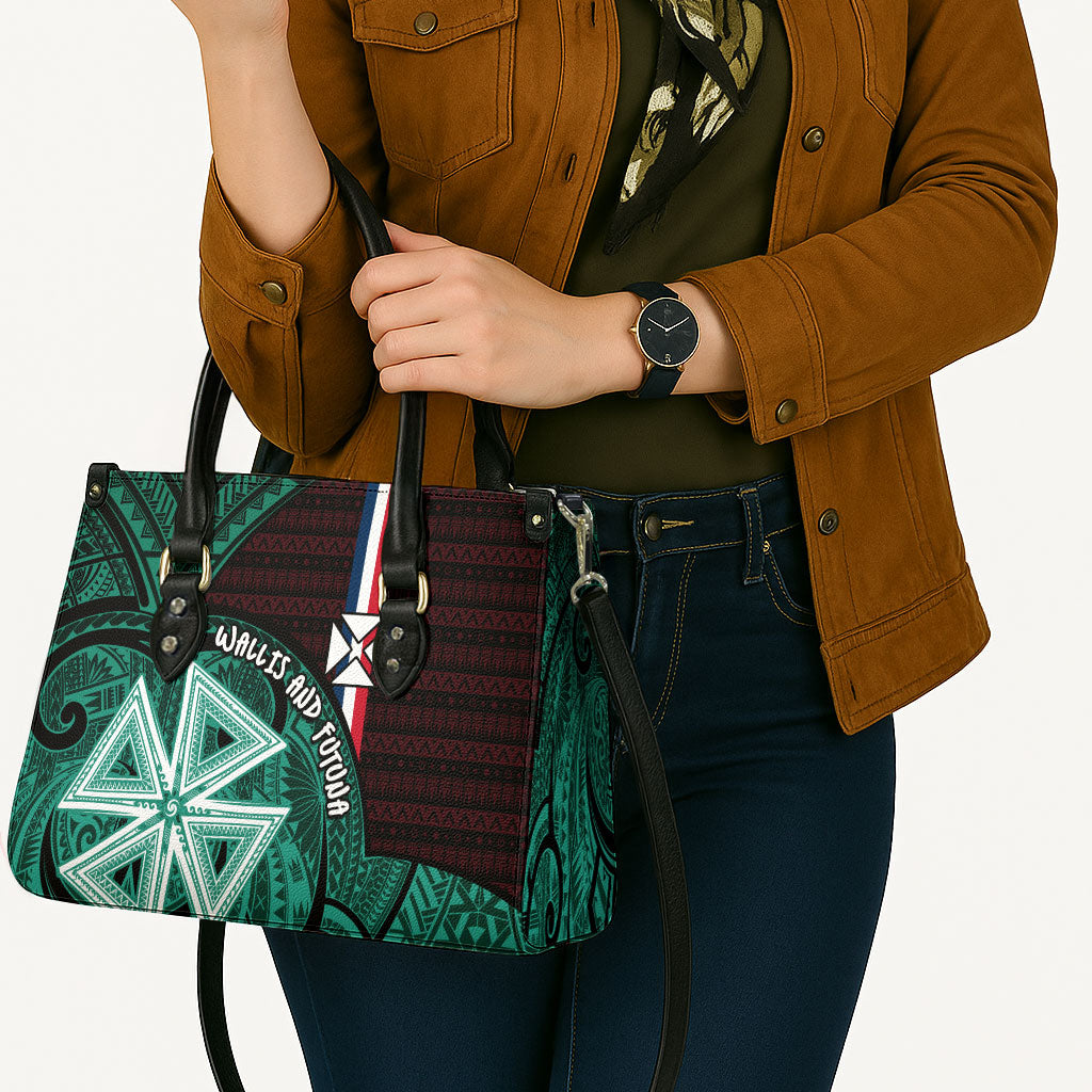 Wallis And Futuna Leather Bag Tribal Polynesian Tattoo Heritage Cross Flag TS04 - Polynesian Pride
