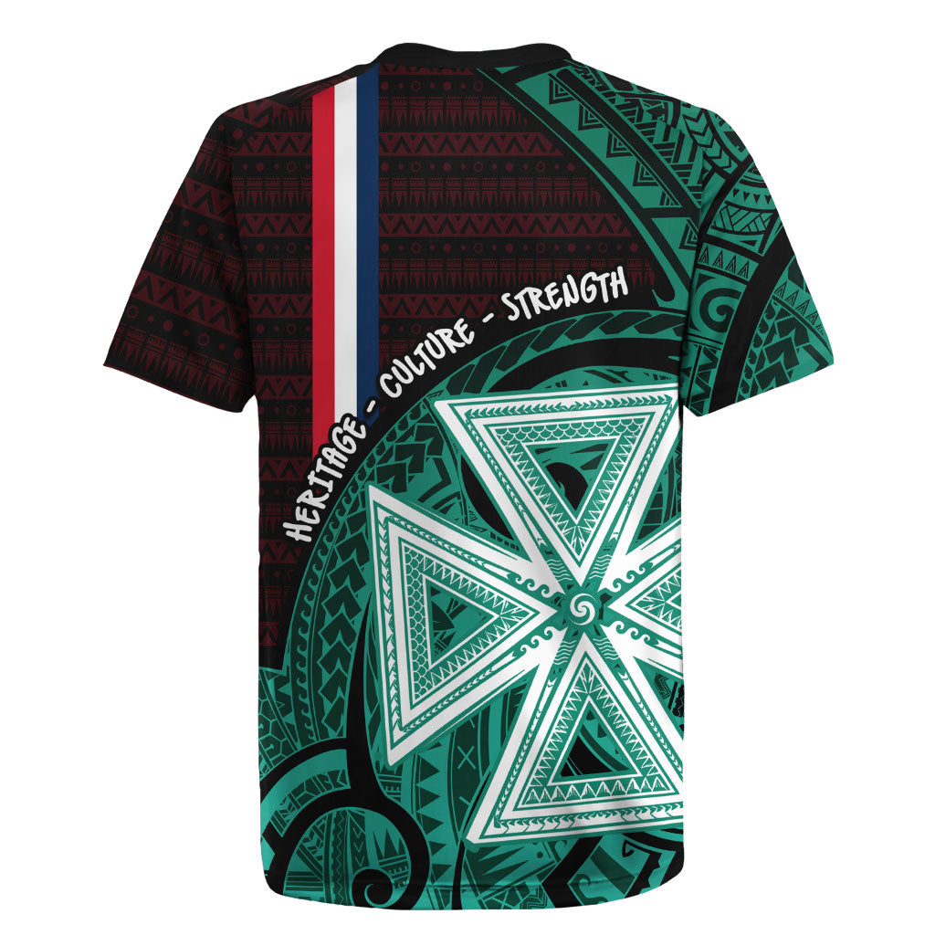 Wallis And Futuna Rugby Jersey Tribal Polynesian Tattoo Heritage Cross Flag