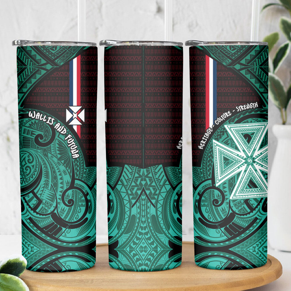 Wallis And Futuna Skinny Tumbler Tribal Polynesian Tattoo Heritage Cross Flag TS04 - Polynesian Pride