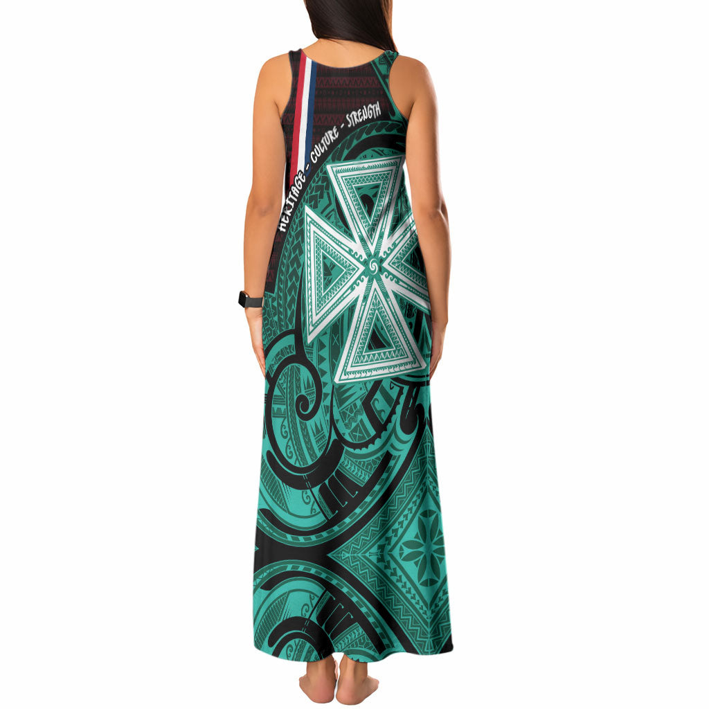 Wallis And Futuna Tank Maxi Dress Tribal Polynesian Tattoo Heritage Cross Flag TS04 - Polynesian Pride