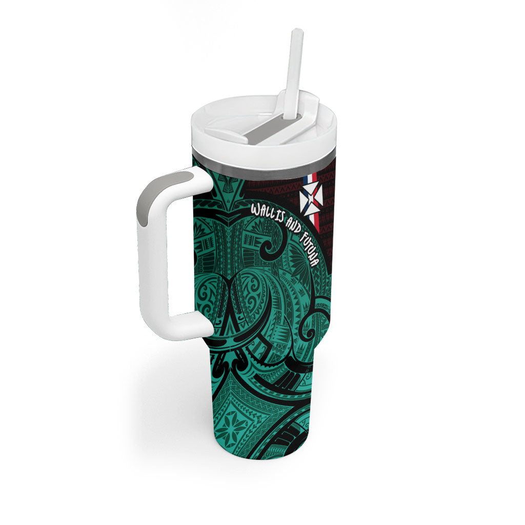Wallis And Futuna Tumbler With Handle Tribal Polynesian Tattoo Heritage Cross Flag TS04 - Polynesian Pride