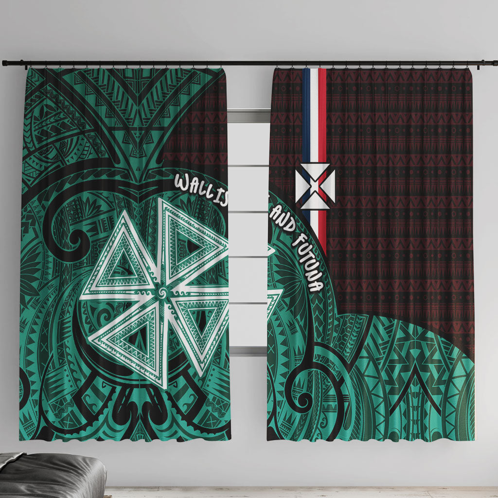 Wallis And Futuna Window Curtain Tribal Polynesian Tattoo Heritage Cross Flag