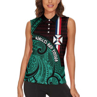 Wallis And Futuna Women Sleeveless Polo Shirt Tribal Polynesian Tattoo Heritage Cross Flag TS04 - Polynesian Pride