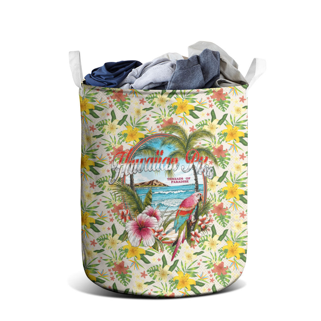 Hawaiian Piko Threads Of Paradise Aloha Laundry Basket Tropical Hibiscus Plumeria