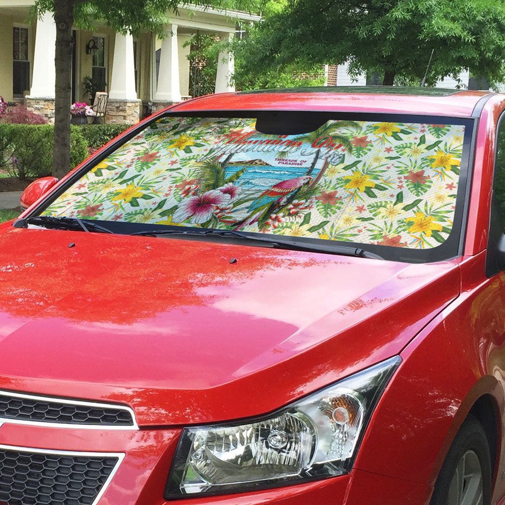 Hawaiian Piko Threads Of Paradise Aloha Auto Sun Shade Tropical Hibiscus Plumeria