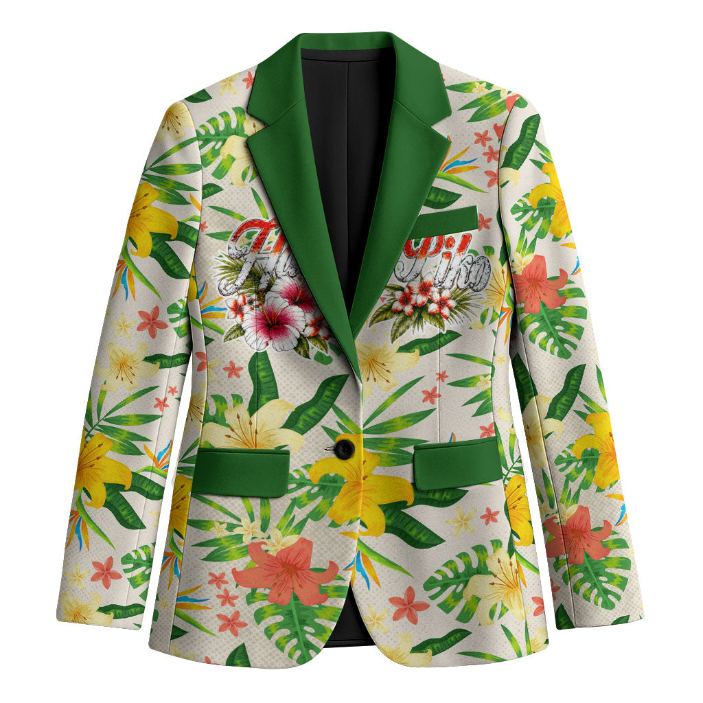 Hawaiian Piko Threads Of Paradise Aloha Blazer Tropical Hibiscus Plumeria
