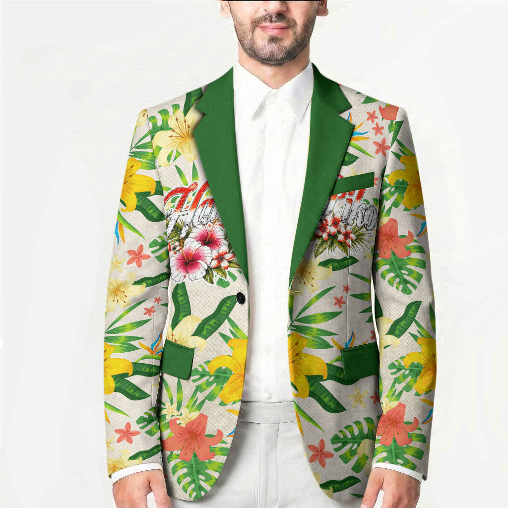 Hawaiian Piko Threads Of Paradise Aloha Blazer Tropical Hibiscus Plumeria