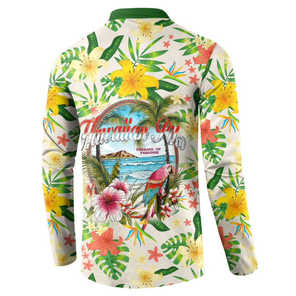 Hawaiian Piko Threads Of Paradise Aloha Button Sweatshirt Tropical Hibiscus Plumeria