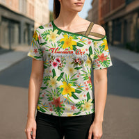 Hawaiian Piko Threads Of Paradise Aloha Cross Shoulder Shirt Tropical Hibiscus Plumeria