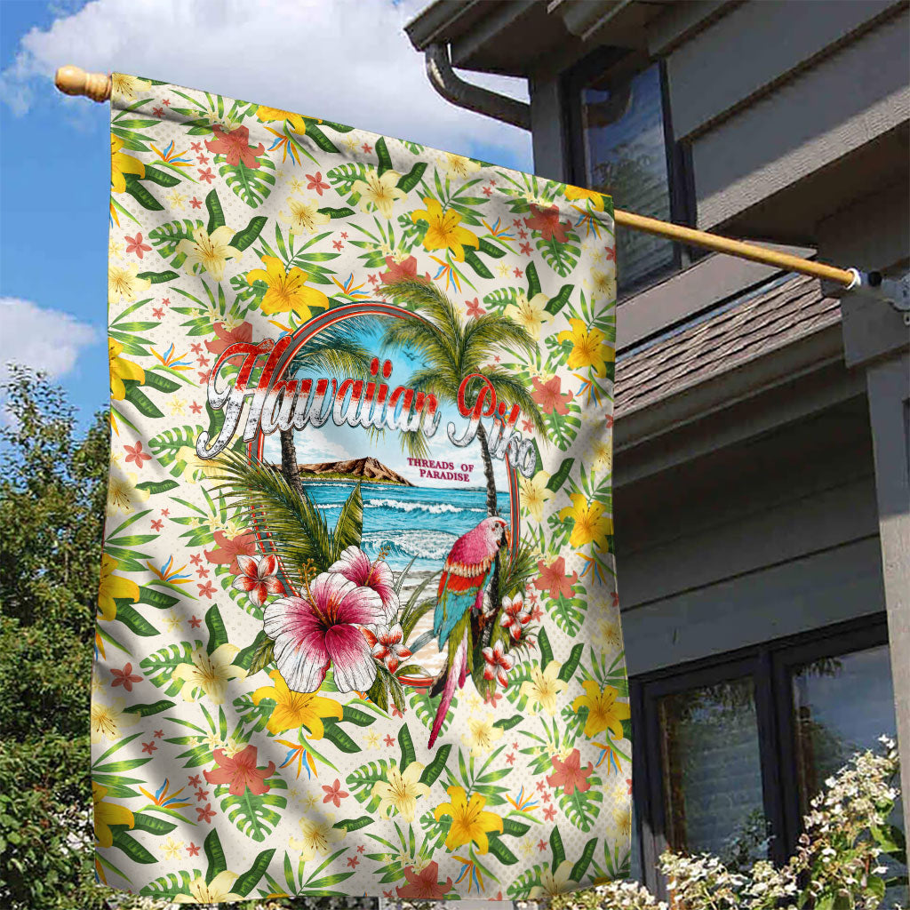 Hawaiian Piko Threads Of Paradise Aloha Garden Flag Tropical Hibiscus Plumeria