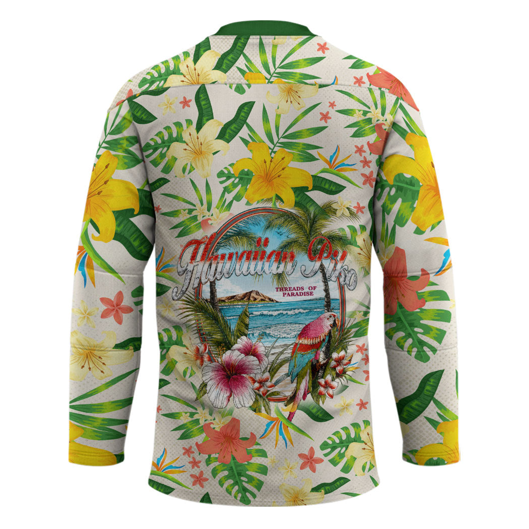 Hawaiian Piko Threads Of Paradise Aloha Hockey Jersey Tropical Hibiscus Plumeria